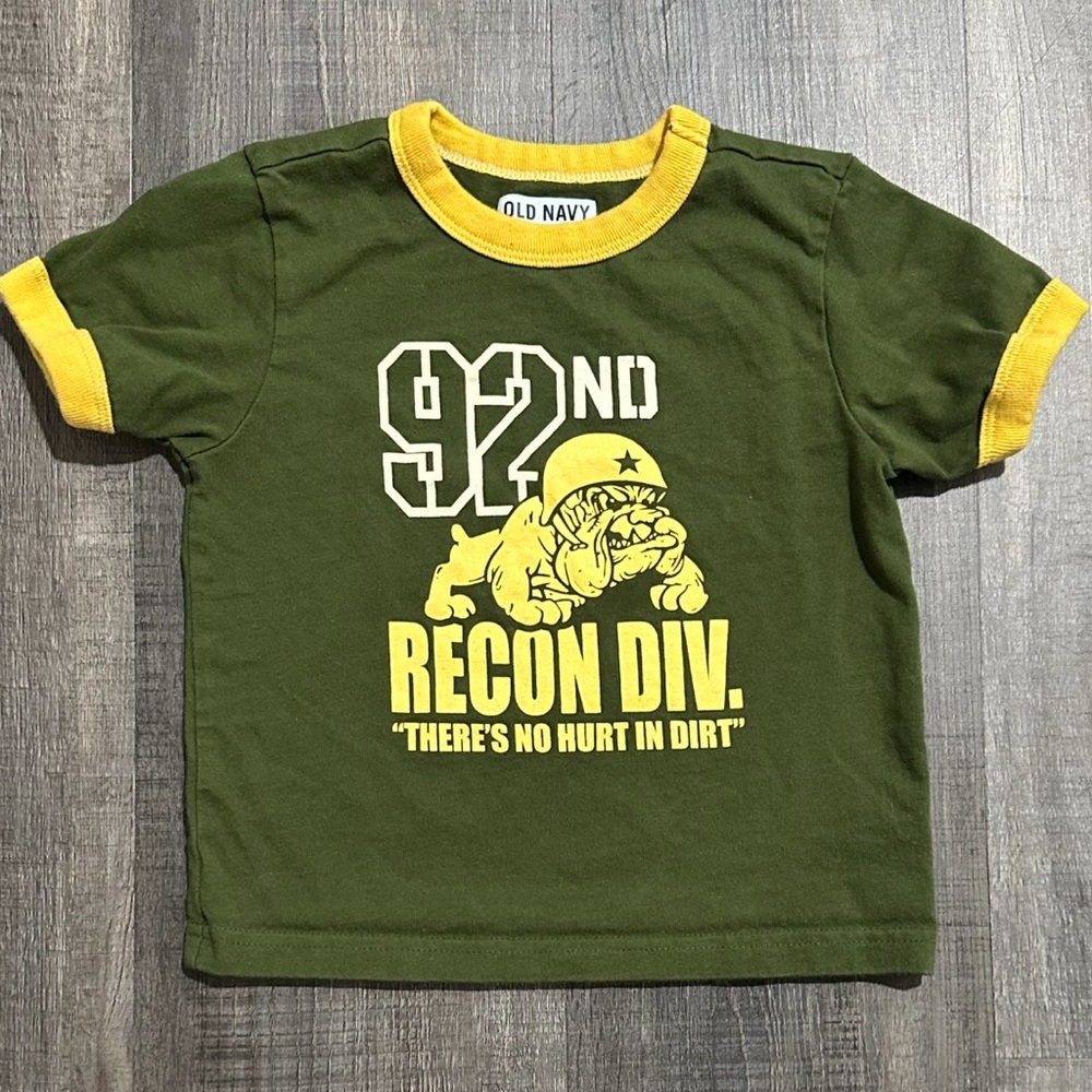 💞 Baby & Toddler Boys Size 18 - 24 Months Green “92nd Recon Div” Graphic Tee